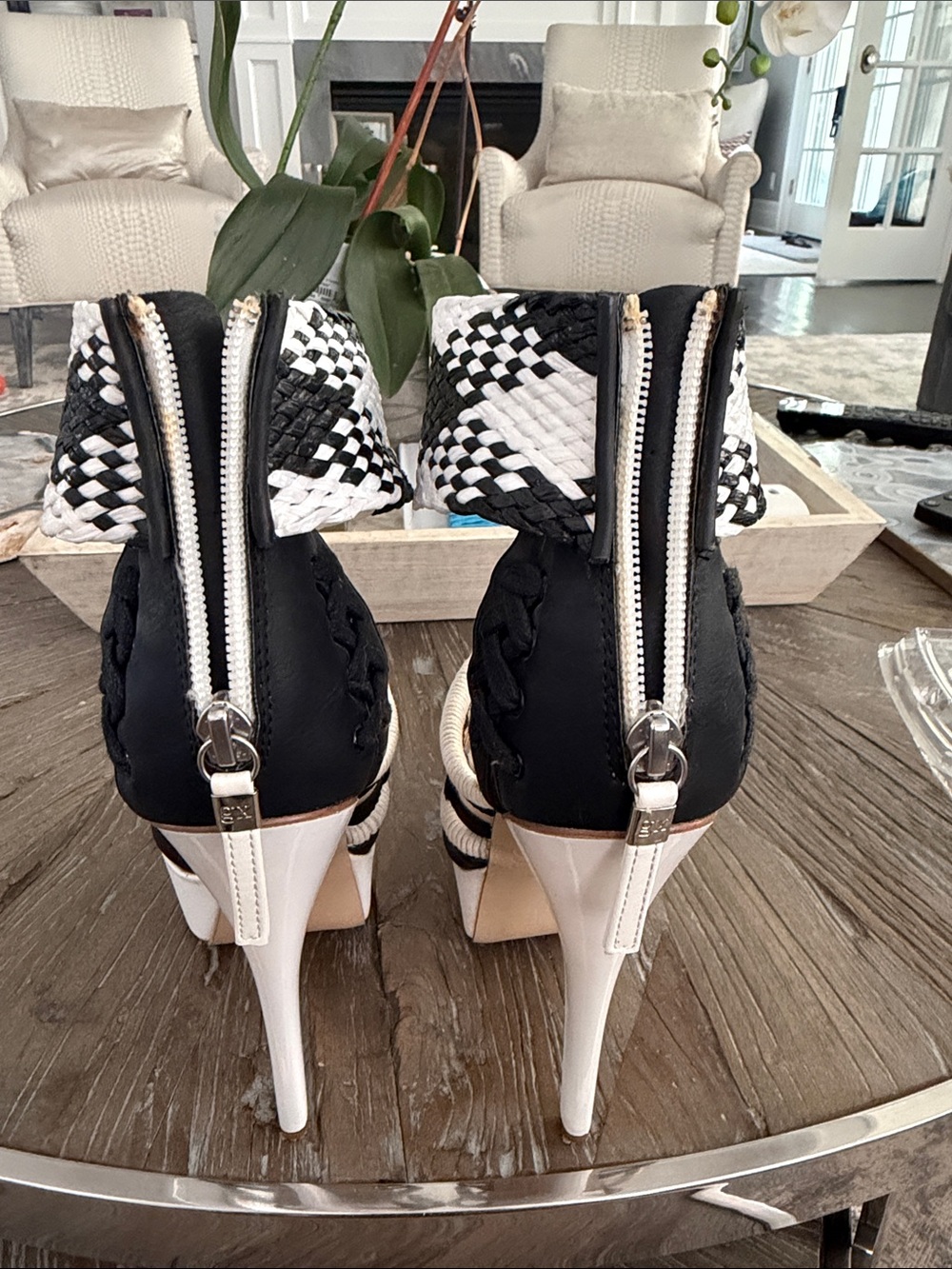 GX by Gwen Stefani Black and White Woven Platform Sandals - Picture 7 of 8